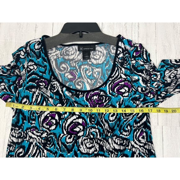 INC Womens X-Large Multicolor Abstract Print 3/4 Sleeve Top With Scoop Neck - Picture 3 of 13